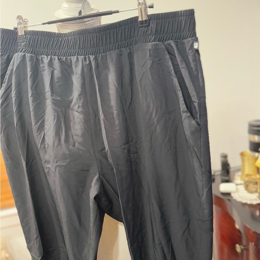 Black Satin Jogger Pants - Picture 2 of 6